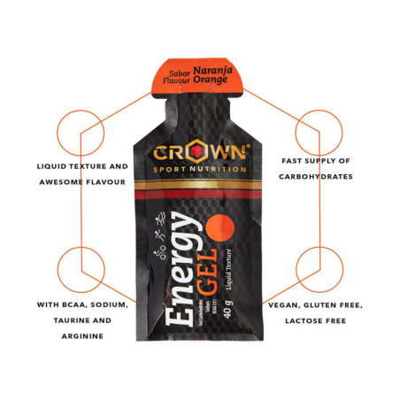 Gel energético Crown Sport Nutrition sabor naranja