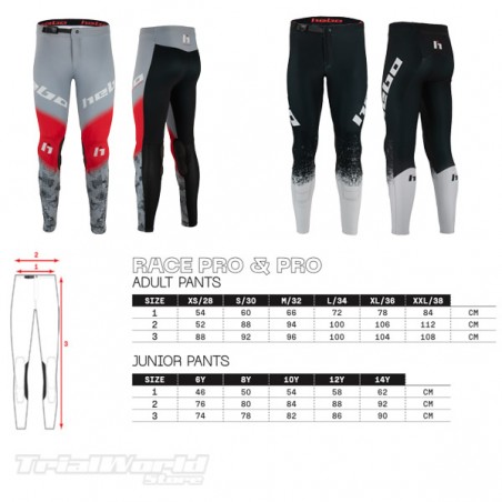 guia tallas pantalon hebo race pro & pro