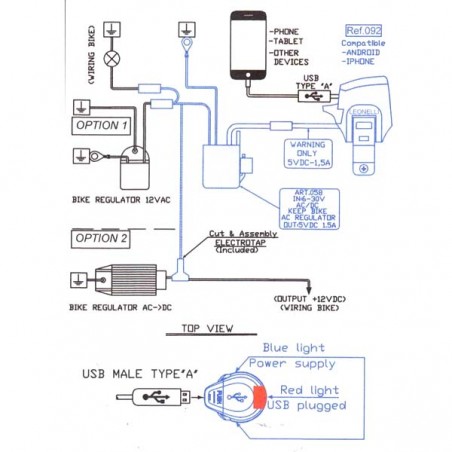 Cargador USB para motos de trial y enduro