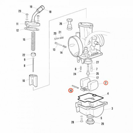 Flotador carburador Keihin PWK 28 motos de trial