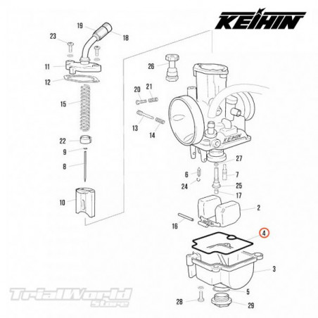 Junta tórica cuba Keihin PWK 28 motos de trial